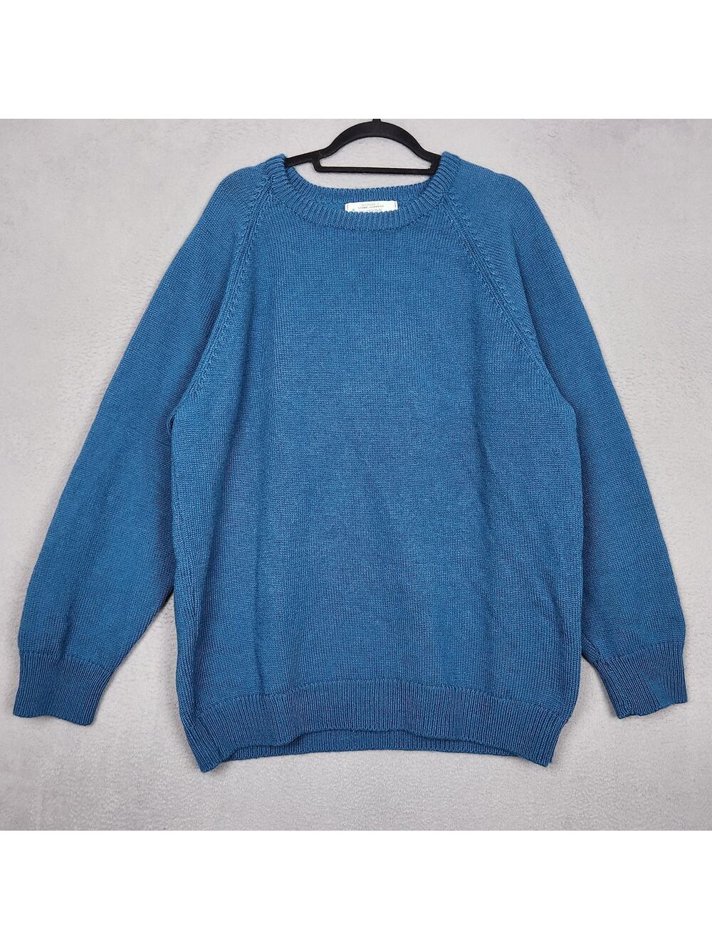 Moriarty Sweater Mens 2XL Blue Teal 100% Wool Crewneck Knit Pullover Handmade